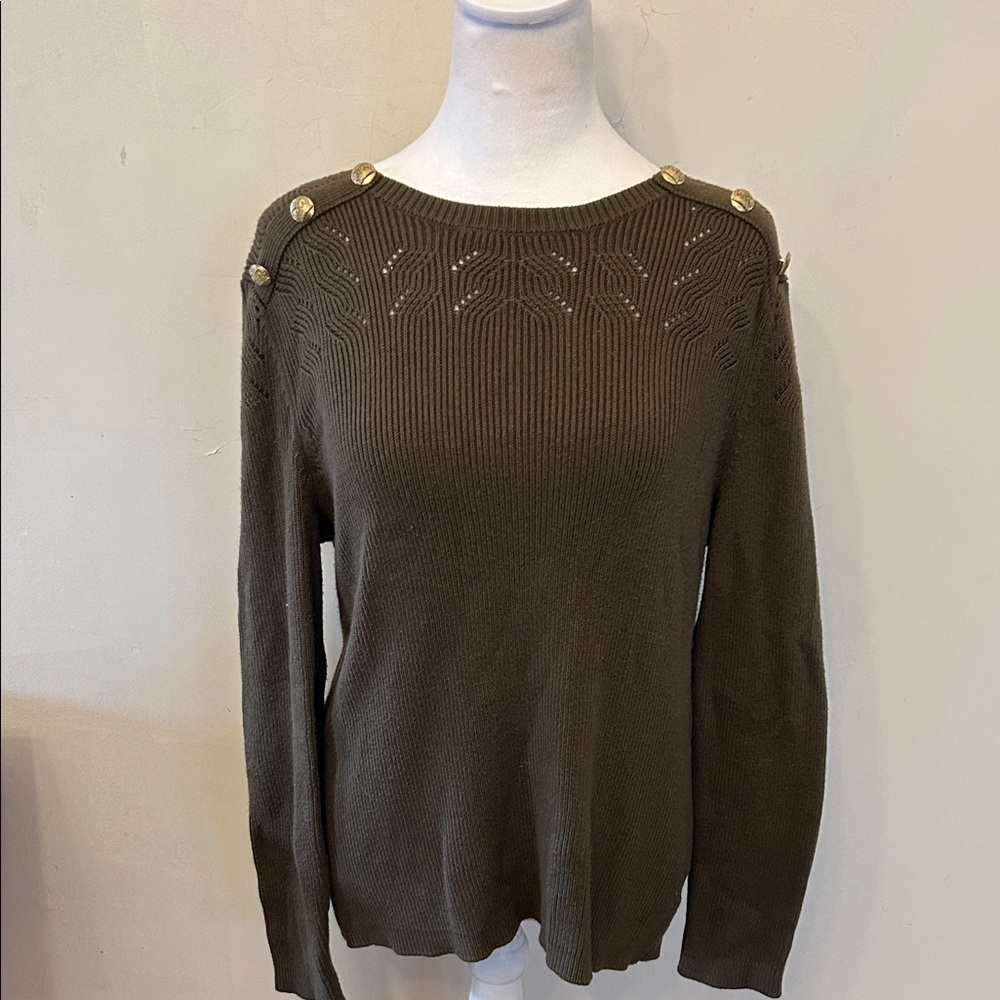 Talbots army green long sleeve lightweight sweater Size XL EUC